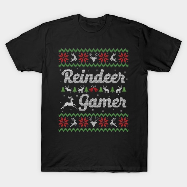 Ugly Christmas Sweater Reindeer Gamer T-Shirt by HolidayoftheWeek